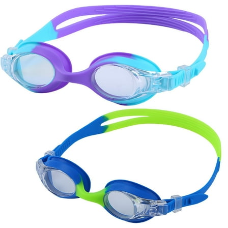 BESTSKY 2Pcs Goggles for Kids 6-14,Cp Anti-Fog Kids Goggles for Swimming 4-7,Kids Swim Goggles