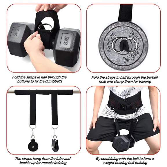 BESTSKY 2Pcs T Bar Row Straps, Multifunction Fitness Ropes, Heavy Duty Dumbbell Straps, for Gym, Weightlifting, Bodybuilding, Strength, Deadlift, Pull-Up, Row, Shrug, Curl, Press.