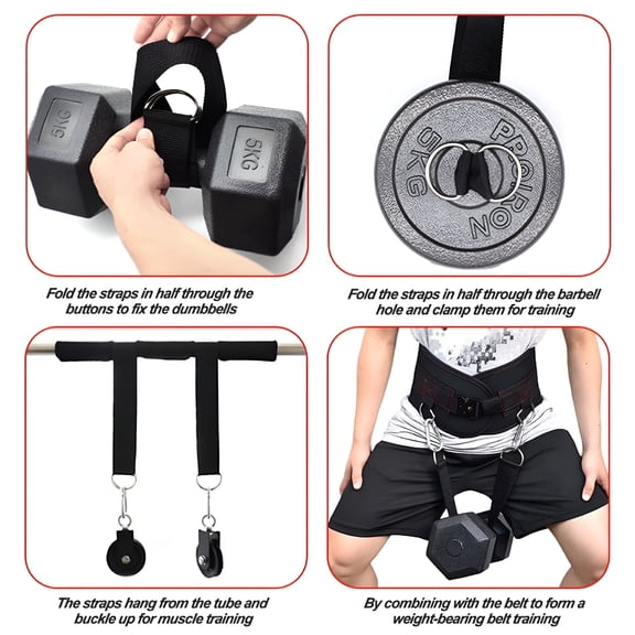 BESTSKY 2Pcs T Bar Row Straps Multifunction Fitness Ropes Wear Resistant Strong Load-bea Heavy Duty Dumbbell Straps Barbell Strap Ropes