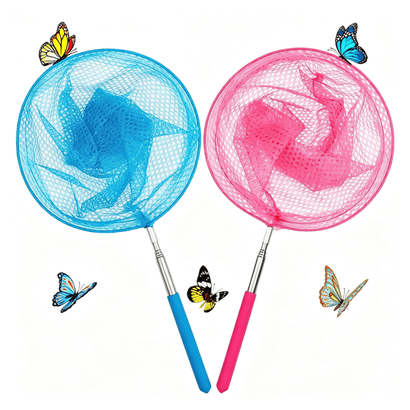 BESTSKY 2Pcs Telescopic Butterfly Nets for Kids Outdoor Exploration,Catching Insect Net,Fishing Nets,Outdoor Tools for Catching Bugs Fish Insect Ladybird,Nature Exploration Toys