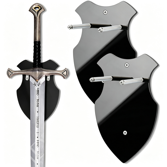 BESTSKY 2Pcs Wall Mounted Sword Rack Single Vertical General Display | Acrylic, Black,Suitable for Sabre Axe Anime Stand Vertical Display and Decoration Holder