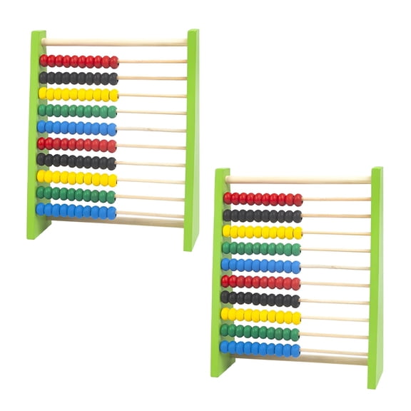 BESTSKY 2Pcs Wooden Abacus for Kids, Cognitive Math Learning Toy with Digital Flip Board, Early Education Counting Beads for Toddlers