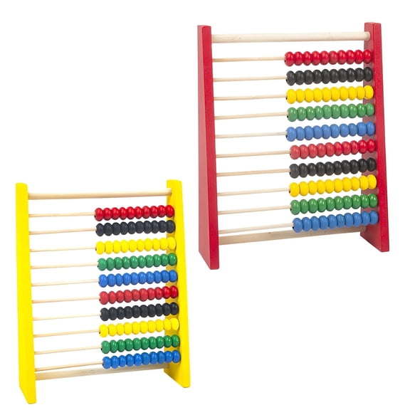 BESTSKY 2Pcs Wooden Abacus for Kids, Cognitive Math Learning Toy with Digital Flip Board, Early Education Counting Beads for Toddlers
