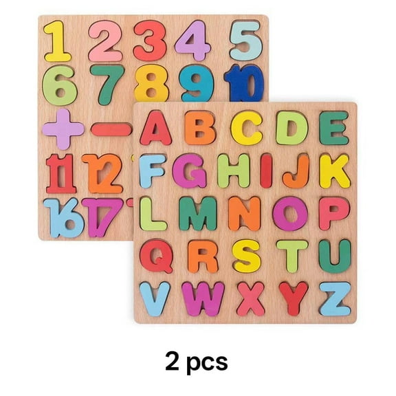 BESTSKY 2Pcs Wooden Letters,Gentle Water-Based Paint Wood Alphabet Letters for Crafts,Rounded Edges Alphabet Learning Toys,Combination Style 1