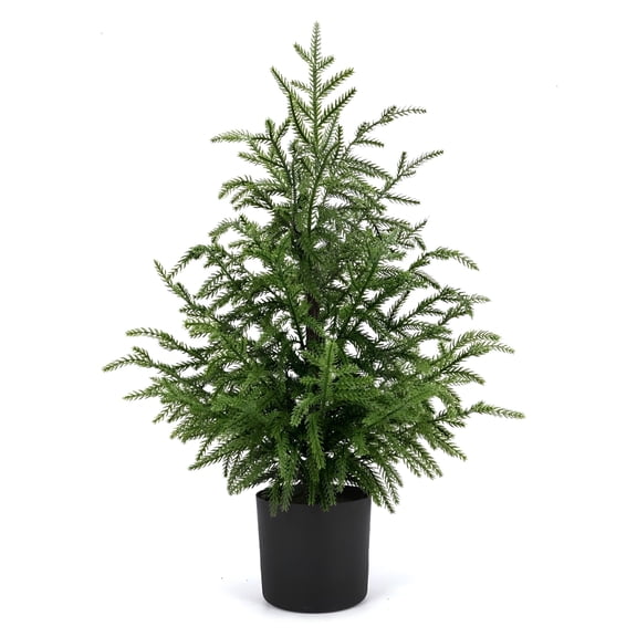 BESTSKY 2ft Artificial Norfolk Pine Christmas Tree, 24 Inch Real Touch Potted Topiary with Moss, Lifelike Greenery for Indoor Home, Office, Tabletop, and Holiday Decor