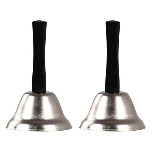 BESTSKY 2pcs Extra Loud Hand Call Bell Wooden Handle Metal Handheld Bell Ringing Bell