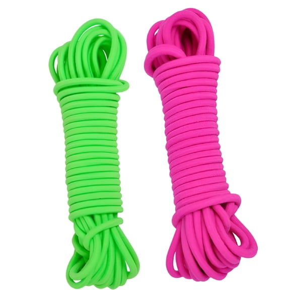 BESTSKY 2pcs Jump Rope Elastic Ropes Sewing Heavy Stretch Skipping Rope for DIY Craft Kids Jumping Ropes Making Supplies (5 Meters, Green+ Rosy)