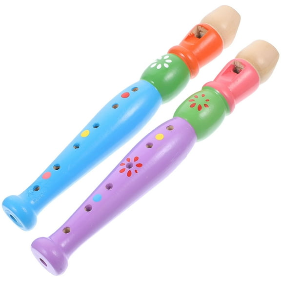 BESTSKY 2pcs Kids Piccolo Flute Cartoon Wood Flute Instruments Toy Musical Enlightenment Toy