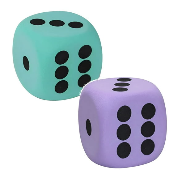 BESTSKY 2pcs Large Foam Dice Color Foam Dice 3.15 Inches Big Dice for Building Educational Math Teaching Pastime Party 6 Foam Dice Anxiety Dice for Stress Relief,Blue+Purple
