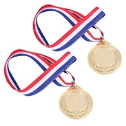 BESTSKY 2pcs Metal Award Medals with Neck Ribbon Wheats Winner Medal for Sports Games Competition Golden,the First Prize