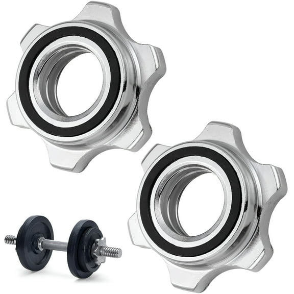 BESTSKY 2pcs Spinlock Collars Dumbbell Screw Clamps for Barbell Dumbbell Weight Lifting Silver 25mm