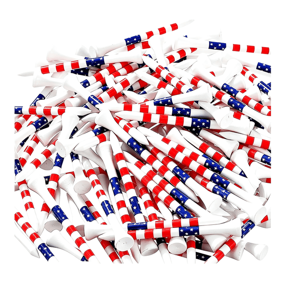 BESTSKY 3-1/4" Performance Golf Tees, Stars and Stripes, 100 Count Plastic Golf Tees 3 1/4 Inch