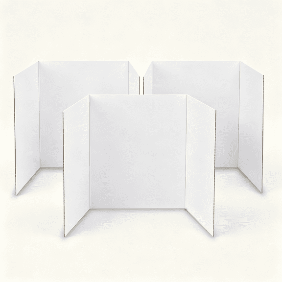 BESTSKY 3 Pack 16" X 24",Trifold Poster Board,Foldable for Transport,White Corrugated Project Boards for Science Fairs,Event Displays,And Business Presentations,School Projects
