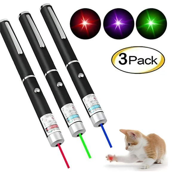 BESTSKY 3 Pack Laser Pointer Set, Red Green Purple Pet Cat Toy, Handheld Light for Indoor Training and Presentations, AAA Battery Powered