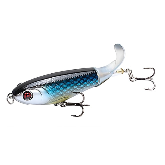 BESTSKY 3-Pack Topwater Fishing Lures with Rotating Tail, Realistic 3D Eyes for Bass Trout Pike, Durable Surface Bait for Lake River Pond Stream