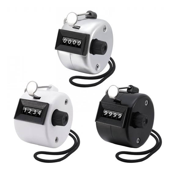 BESTSKY 3 Packs Hand Counters, 4-Digit Lap Trackers Manual Clickers, Metal Mechanical Count to 9999, for Coaching, Knitting, Golf, Row, Counting, Sports, Exercise, Tracking.