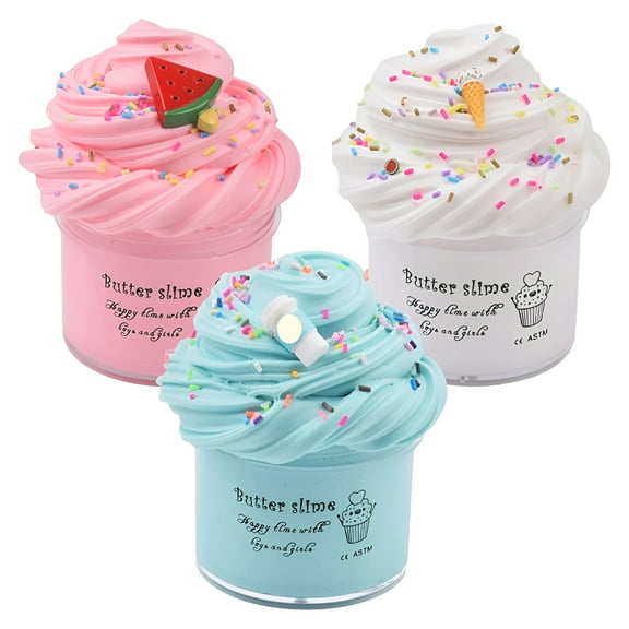 BESTSKY 3 Pcs 70Ml Butter Slime Kit, Soft Squishy DIY Toy