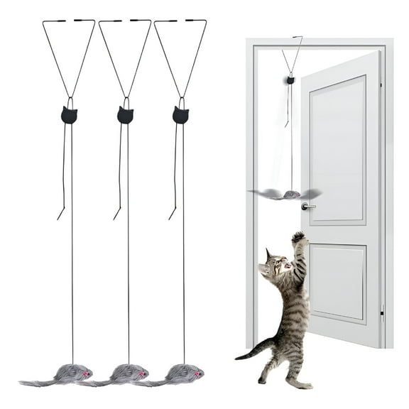 BESTSKY 3 Pcs Interactive Cat Toys,Hanging Door Cat Toy Interactive Bouncing Mouse Cat Toy Cat Feather Toy,Feather and Mouse Cat Toys for Bored Indoor Adult Kitten Cats