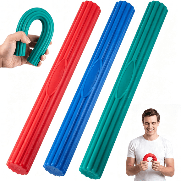 BESTSKY 3 Pcs/Set Flex Therapy Bar,Grip Strength Trainers Set Resistance Bars for Tennis Elbow&Grip Strength,Color-Coded Therapy Bars for Tendinitis,Wrist,Forearms Pain(3)