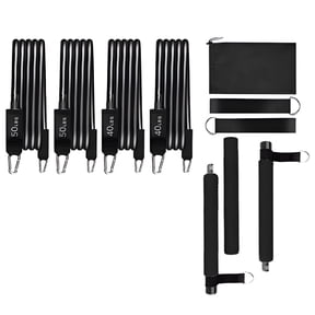 BESTSKY 3-Section Pilates Bar Kit with Resistance Bands,Detachable Home Gym Yoga Squat Exercise Stick for Full-Body Workout,Black