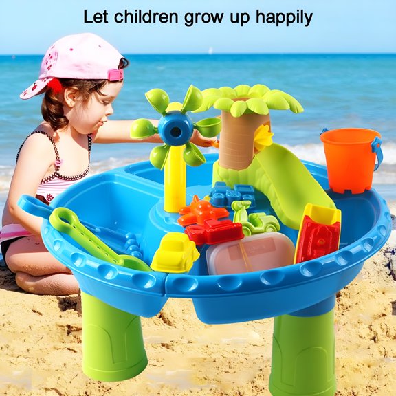 BESTSKY 3-in-1 Sand & Water Table for Toddlers - Activity Play Table with 22 Accessories - Ideal for Beach,Garden,and Indoor Use