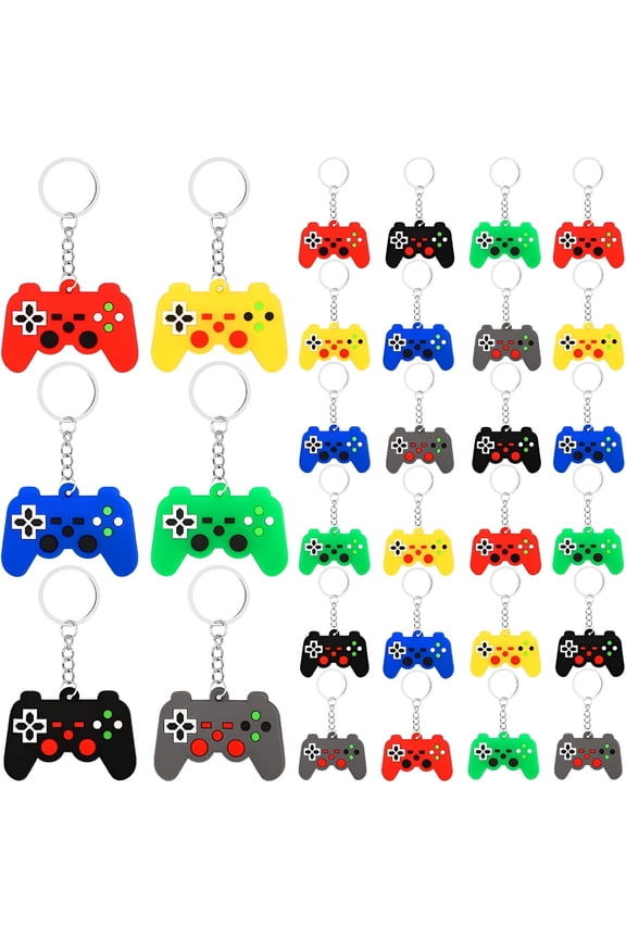 30PCs Video Game Party Favors Keychains Game Controller Keychains for Boys Girls Video Game Birthday Party Goodie Bag Fillers