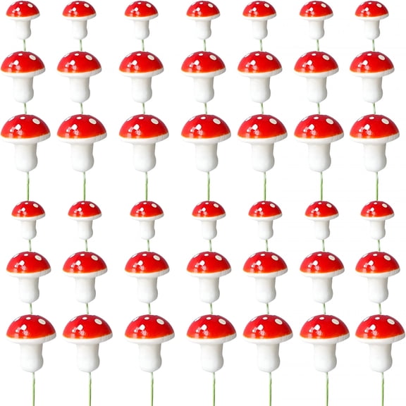 BESTSKY 30Pcs Mushroom Cake Decorations Red Mini Mushroom Toothpicks Mushroom Cupcake Toppers Mushroom Cake Picks for Birthday Baby Shower Party Micro Landscape Decorations