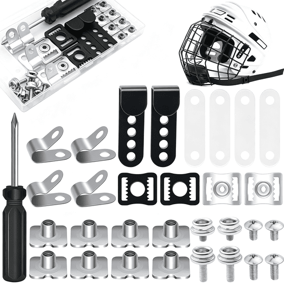 BESTSKY 31Pcs Helmet Repair Kit J Clips & Visor Clips,Screw Nuts Hockey Baseball,31Pc Helmet Repair Kit J-Clips,Visor Clips,Screws,Nuts,Chin Strap for Hockey,Football,Baseball,Easy Install
