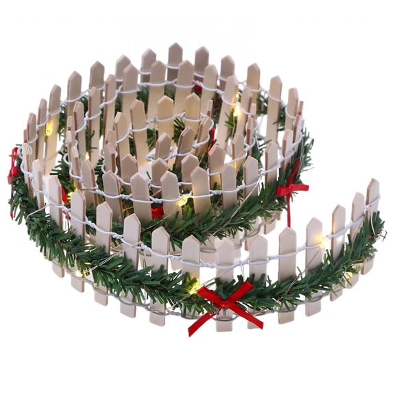 BESTSKY 35.43 Inch Persistent Mini Christmas Tree Picket Fence Christmas Tree Gate with Artificial Pine And Red Bows Xmas Fairy Garden Fence for Dollhouse Pets Christmas Decor
