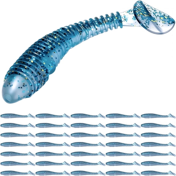 BESTSKY 35 count Paddle Tail Swimbaits, 3 inchs Fishing Soft Lures for Bass Crappie Walleye Trout, Durable Plastic Sinking Swimmer Kit for Saltwater Freshwater Texas Carolina Fitness Rig