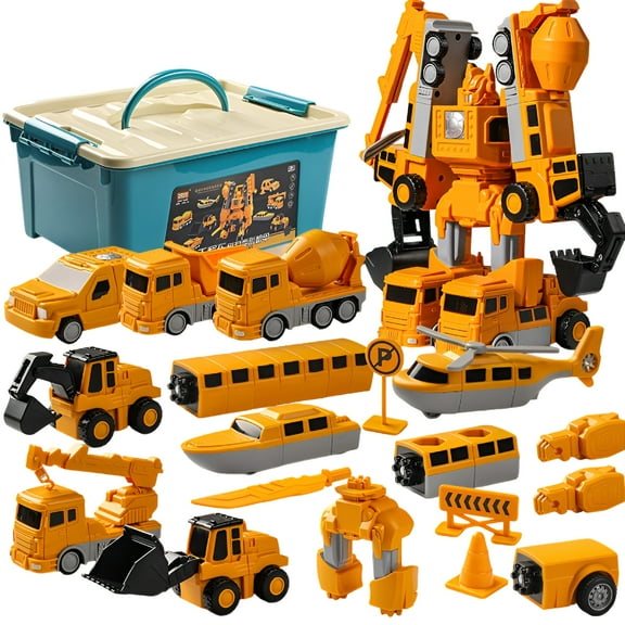 BESTSKY 35Pcs Magnetic Building Toys, Robocar Engineering Vehicle Set, STEM Educational Construction Kit for Kids, Creative DIY Splicing Blocks