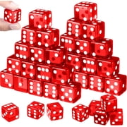 BESTSKY 36 Pcs 19 Mm Casino Style Craps Dice Sets Acrylic D6 Dice, Square W/Rounded Edge for Casino, Craps, Table Games and Board Games Dice Set Transparent Red