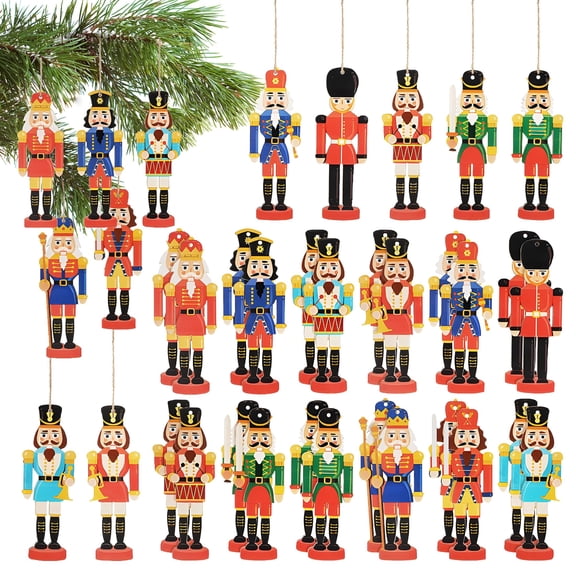 BESTSKY 36 Pcs Nutcracker Tree Ornaments Soldier Figure Hanging Nutcracker Ornaments for Christmas Tree