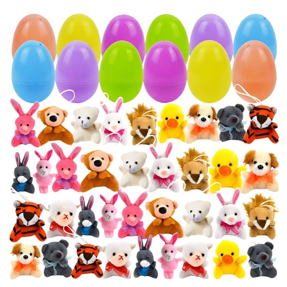 BESTSKY 36 Pcs Prefilled Easter Eggs Filled with Plush Animals Toys,Easter Eggs Fillers Plastic Easter Eggs for Party Exchange Favors