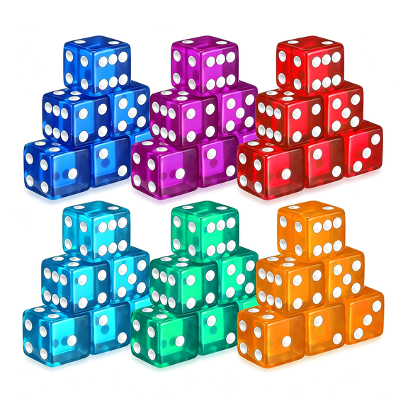 BESTSKY 36 Piece 19 Mm Casino Style Craps Dice Sets Acrylic and Translucent D6 Dice,Square W/Rounded Edge for Casino,Craps,Table Games and Board Games (Classic Color)