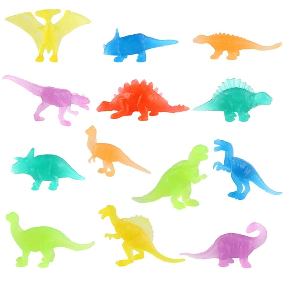 BESTSKY 36 Piece Glow in Dark Mini Dinosaur Toy Set,Plastic Realistic Dino Figure,Kid Birthday Party Favors Supplies Goody Bag Valentines Day Gift Pinata Stuffers Easter Eggs Easter Basket Filler