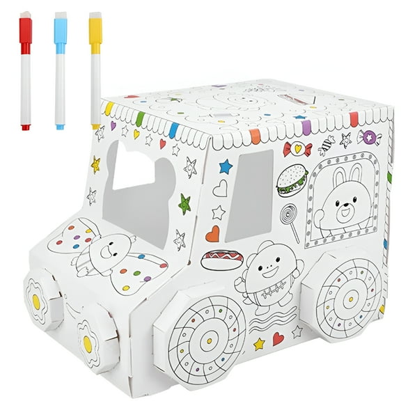 BESTSKY 3D Cardboard Playhouse Educational DIY Toy Hand Painted Interactive Cardboard Assembly House Car Sheep Toy for Children