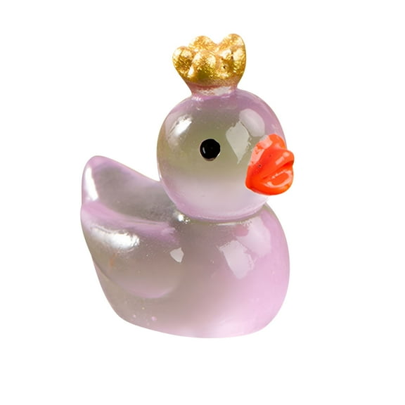 BESTSKY 3D Duck Decoration Charms,Luminous Duck Cute Small Duck Cartoon Charm Glowing In-the Dark Regal Rubber Duck with Crown for Kids Teens Women Adults Resin Handicrafts Party Favor Gifts