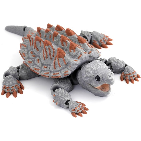 BESTSKY 3D Printed Alligator Snapping Turtle Articulated Animal - 5.5 Inches Fidget Creature for Desk Dcor, Movable Jaw (Stone Grey)