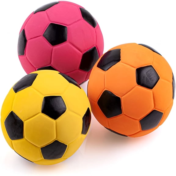 BESTSKY 3PCS Squeak Latex Dog Toy Football Chew Fetch Throw Ball for Medium Dogs Interactive Play