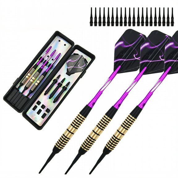 BESTSKY 3Pcs Darts Advanced Copper-Plated Iron Darts for Maximum Control,High-Accuracy Plastic Darts Tip,Balanced High-Density Aluminum Dart Flights,Purple
