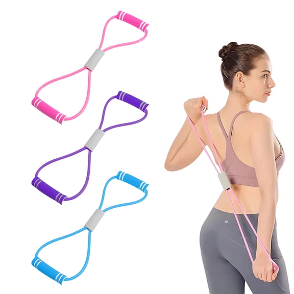 BESTSKY 3Pcs Figure 8 Resistance Band,High Elasticity Resistance Bands for Working Out,Thicker Arm Back Shoulder Exercise Bands,Work Out Bands for Yoga,Pilates,Home Workout