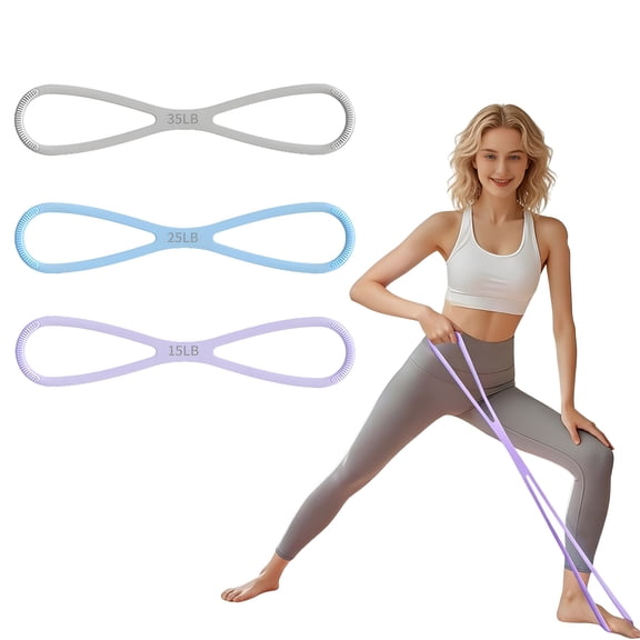 BESTSKY 3Pcs Figure 8 Resistance Band,Silicone Resistance Bands for Working Out,Thicker Arm Back Shoulder Stretching Bands,Fitness Equipment for Yoga,Pilates,Home Workout