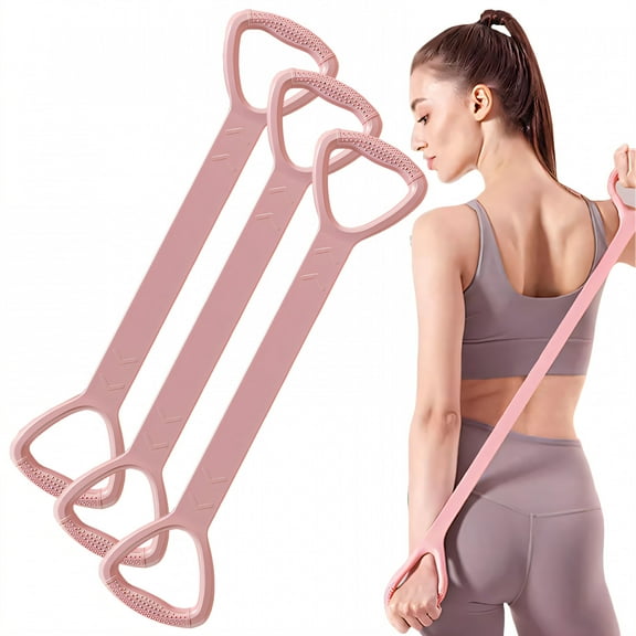 BESTSKY 3Pcs Figure 8 Workout Bands Resistance,Balanced Elasticity Stretching Strap,Exercise Bands Resistance for Yoga,Pilates,Rehab,Fitness,Strength Training,Pink