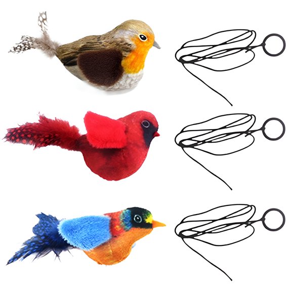 BESTSKY 3Pcs Flapping Bird Cat Toy,Bird Chirps Simulation Cat Bird Toy Flapping,Fun Cat Interaction Bird Cat Toy,Style2