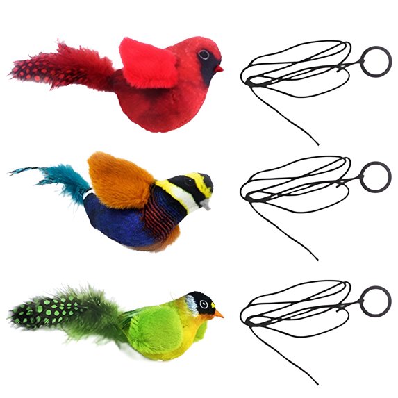 BESTSKY 3Pcs Flapping Bird Cat Toy,Interactive Chirps Bird Cat Toy,Stimulating Cat Chase Cat Bird Toy Flapping,Style2