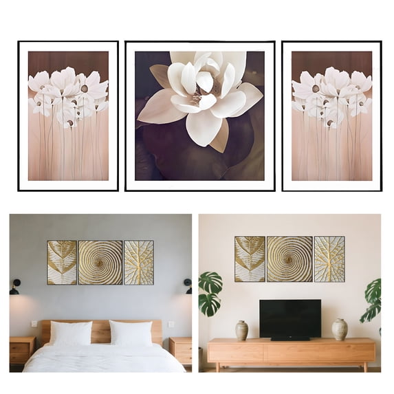 BESTSKY 3Pcs Paintings Wall Decor,Triple Canvas Sticker Living Room Wall Art,Self-Adhesive Wall Art Living Room Wall Decor,Style7