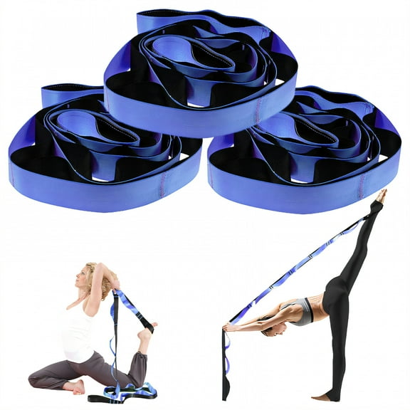 BESTSKY 3Pcs Stretching Strap,Deep Stretch Steady Yoga Strap,Bands for Working Out Home Gym Physical Therapy,Blue
