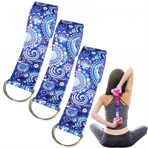 BESTSKY 3Pcs Stretching Strap,Secure Metal Ring Yoga Strap,Stretch Strap for Rehab,Fitness,Workout,Style2
