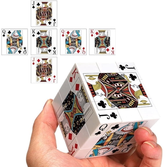 BESTSKY 3X3 Speed Cube with Playing Card Pattern,Professional 5.5Cm Brain Teaser Puzzle with Uv Printing,Smooth Rotation Anti-Jamming Magic Cube